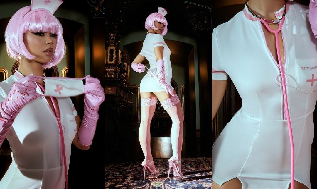PrettyLittleThing’s Pink & White Sexy Nurse costume 